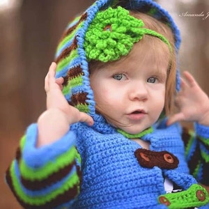 Crochet Baby Sweater Pattern Boy or Girl Striped Hoodie Sweater/Cardigan. Pattern 27. Instant Download Includes 4 sizes up to 2 years image 4