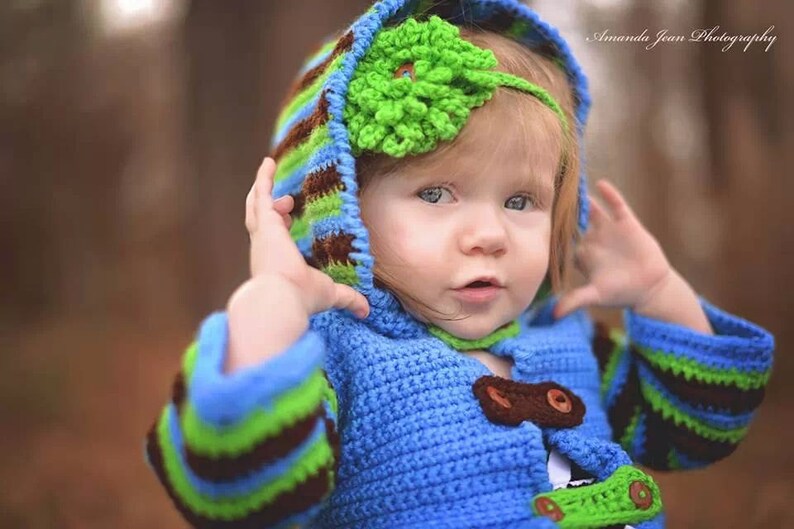 Crochet Baby Sweater Pattern Boy or Girl Striped Hoodie Sweater/Cardigan. Pattern 27. Instant Download Includes 4 sizes up to 2 years image 4