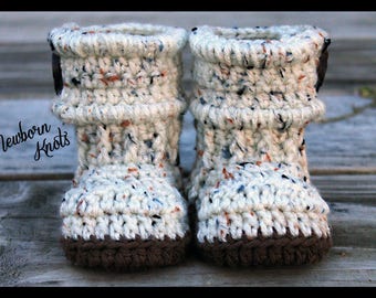 Crochet Pattern Baby Booties - Boys or Girls Dual Ribbed Baby Booties/ Pattern #39. Instant PDF Download - Includes 3 sizes up to 12 months.