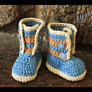 Crochet Pattern Baby Booties Boys or Girls Striped Button up Booties/ Pattern number 31. 3 sizes up to 1 year Instant PDF Download image 3