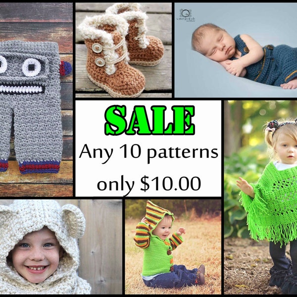 SALE **Any 10 Individual CROCHET PATTERNS from Newborn Knots.