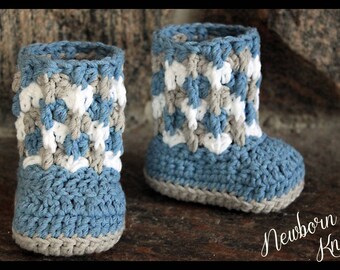 Crochet Baby Booties Pattern - Boys or Girls Cable Link Shells Booties/ Pattern number 47. 3 sizes up to 1 year - Instant PDF Download