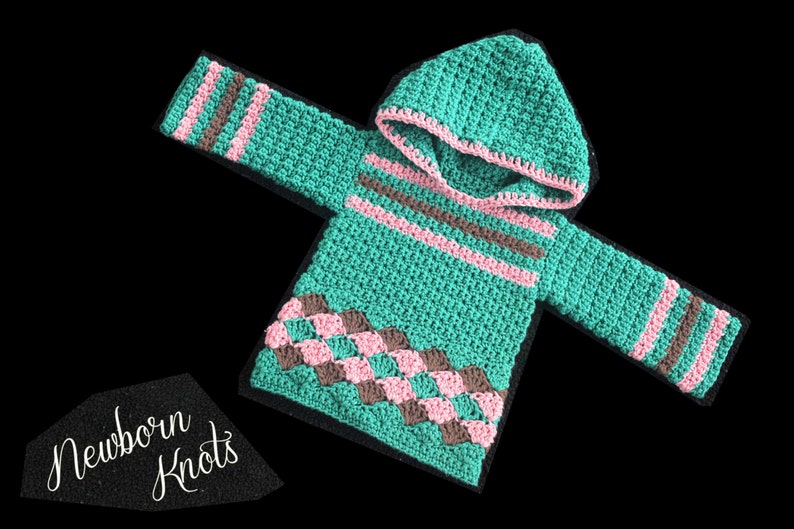 CROCHET PATTERN Hooded Sweater Baby Boy or Girls Pullover Hooded Sweater/ Pattern number 48. 4 sizes up to 2 year Instant PDF Download image 3