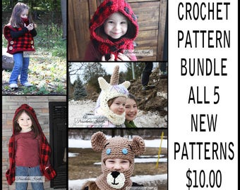 Crochet Pattern Combo all 5 new patterns. Instant Download