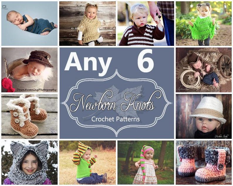 Any 6 Individual CROCHET PATTERNS from NewbornKnots image 1