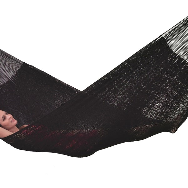 Black Jaguar Hammock Made with Thick Cotton Thread - Traditional Mayan Hammocks