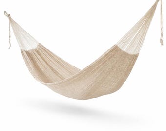 Natural Hammock Made with Thick Cotton Thread - Traditional Mayan Hammocks *Customs Taxes Included*