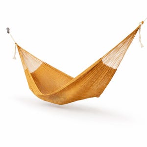 Hamacas Tradicionales Mayas - Hamacas Hechas con Hilo Grueso de Algodón - Amarillo Mostaza