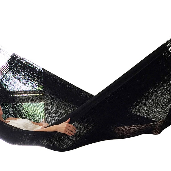 Black Jaguar Hammock Made with Thick Nylon Thread - Traditional Mayan Hammocks