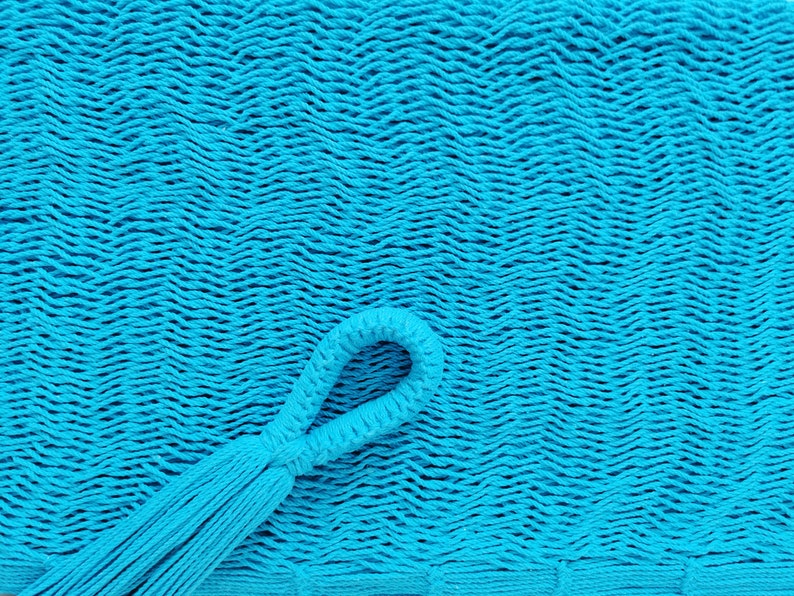 Sky Blue Hammock Made with Thick Cotton Thread Traditional Mayan Hammocks image 5