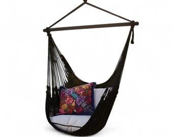 Black Sitting Hammock Made with Thick Cotton/Nylon Thread *Customs Taxes Included*