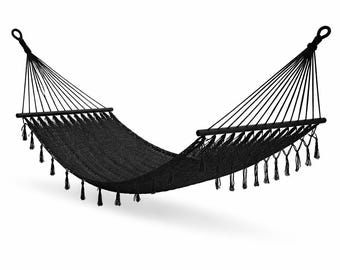 Black Color American Hammock Made with Thick Cotton/Nylon Thread *Customs Taxes Included*