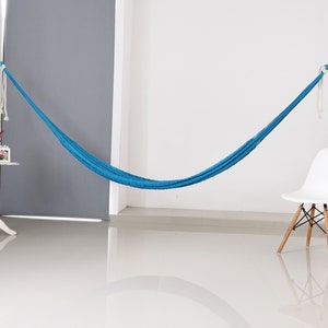 Sky Blue Hammock Made with Thick Cotton Thread Traditional Mayan Hammocks image 4