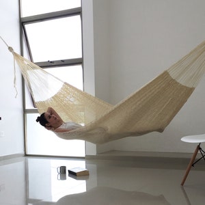 Natural Hammock Made with Thick Nylon Thread Traditional Mayan Hammocks image 4