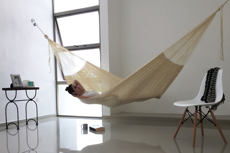 Natural Hammock Made with Thick Nylon Thread Traditional Mayan Hammocks image 4