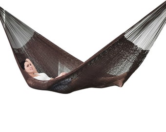 Brown Hammock Made with Thick Cotton Thread - Traditional Mayan Hammocks