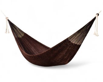Brown Hammock Made with Thick Cotton Thread - Traditional Mayan Hammocks *Customs Taxes Included*