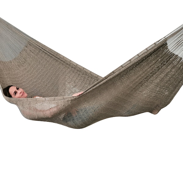 Gray Hammock Made with Thick Cotton Thread - Traditional Mayan Hammocks