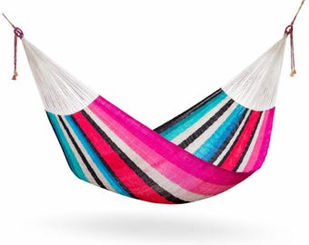 Sarape Hammock Made with Thick Nylon Thread - Traditional Mayan Hammocks *Customs Taxes Included*