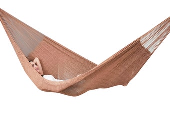 Light Brown / Camel Hammock Made with Thick Cotton Thread - Traditional Mayan Hammocks