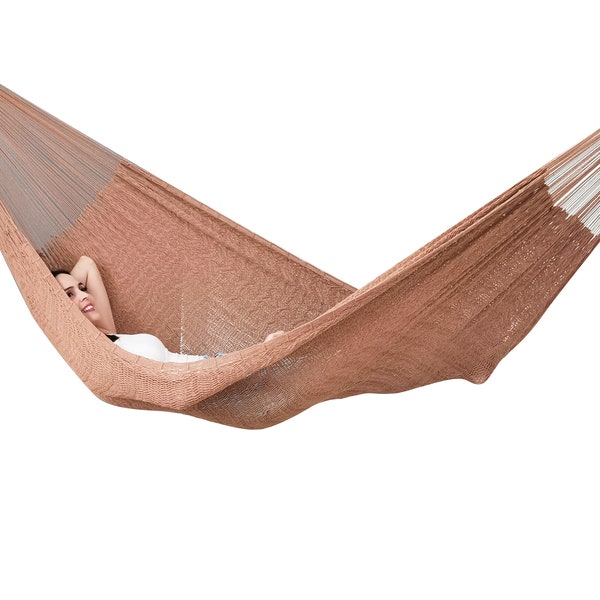 Light Brown / Camel Hammock Made with Thick Cotton Thread - Traditional Mayan Hammocks