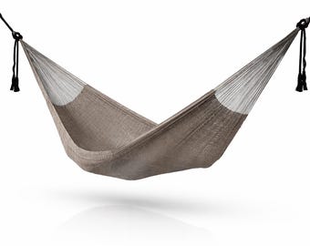 Gray Hammock Made with Thick Cotton Thread - Traditional Mayan Hammocks *Customs Taxes Included*