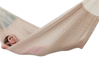 Naturlig hängmatta tillverkad med tjock bomullstråd - Traditionella Maya-hängmattor *Tullavgifter ingår*