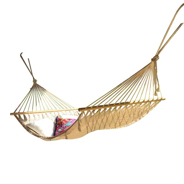 Natural Color American Hammock Made with Thick Cotton/Nylon Thread