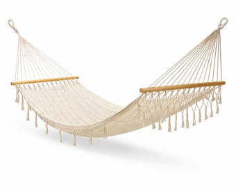 Natural Color American Hammock Made with Thick Cotton/Nylon Thread *Customs Taxes Included*