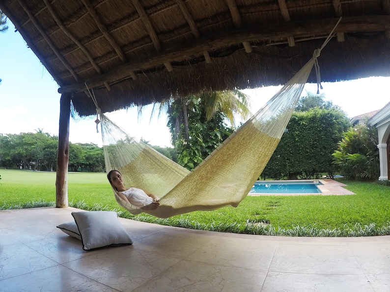 Natural Hammock Made with Thick Nylon Thread Traditional Mayan Hammocks image 3