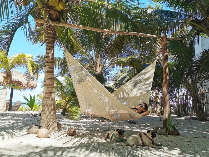 Natural Hammock Made with Thick Nylon Thread Traditional Mayan Hammocks image 5