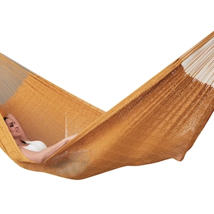 Mustard Yellow Hammock Made with Thick Cotton Thread - Traditional Mayan Hammocks