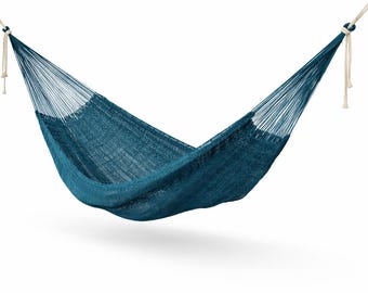 Turquoise Hammock Made with Thick Cotton Thread - Traditional Mayan Hammocks *Customs Taxes Included*