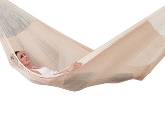 Natural Hammock Made with Thin Cotton Thread - Traditional Mayan Hammocks *Customs Taxes Included*