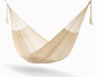 Natural Hammock Made with Thick Nylon Thread - Traditional Mayan Hammocks *Customs Taxes Included*