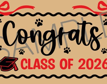 Plantilla de pancarta de graduación: Diseño pintado a mano (descarga digital PNG)