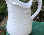 Early English White Ironstone Pitcher, Bow Knot Shape, J and G Meakin, Antique Collectible, Interior Decor, Country, Farmhouse, CottageStyle