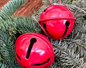 Vintage Christmas Red Bell Ornaments, 2 Large Red Bells, Christmas Decorate, Country Christmas, Vintage Ornament, Trim a Tree, Vintage Gift