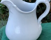 Early English White Ironstone Pitcher, Holly Shape, John Maddock, England, Antique Collectible, Interior Decor, Farmhouse, Cottage Style
