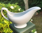 Antique English White Ironstone Gravy Pitcher, Sauce Pitcher, Gravy Boat, Powell, Bishop, England, Antique Collectible, Farmhouse, Cottage