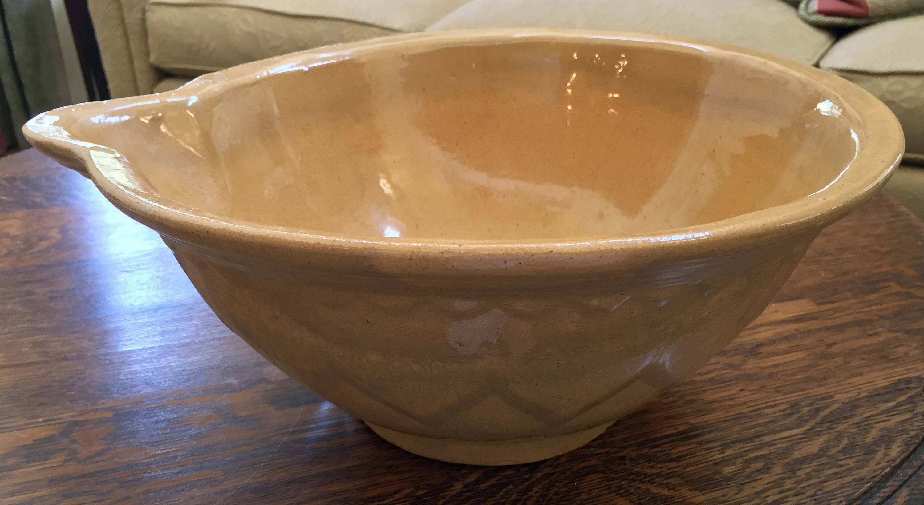 Antique Large Yellow Ware Batter Bowl With Pouring Spout Etsy
