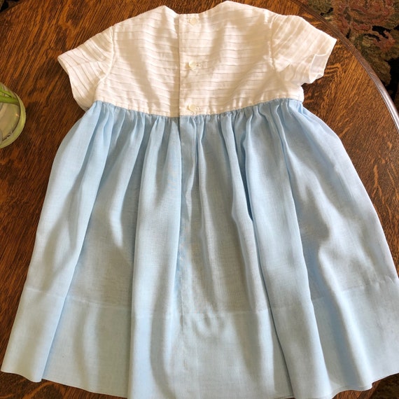 Vintage Little Girls Dress, Toddler Dress, Blue a… - image 4