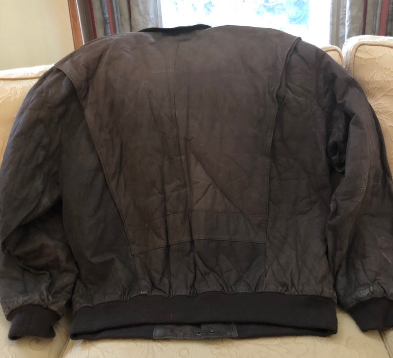 Vintage Brown Leather Jacket Structure Mens Jacket Bomber | Etsy