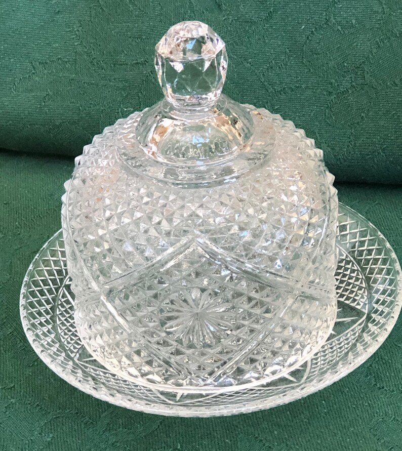 Vintage Glass Covered Butter Dish Fostoria For Avon Hostess Etsy