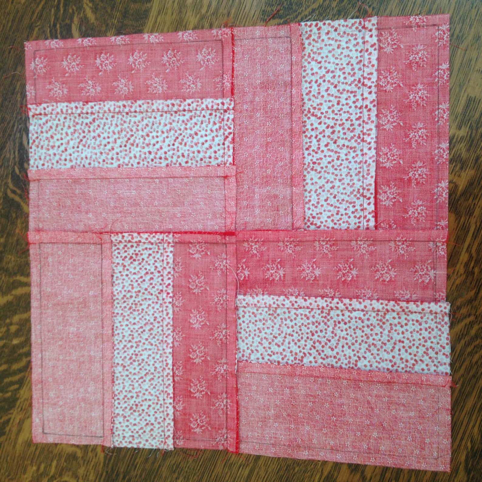 Vintage Pieced 16 inch Quilt Block Red and White Fabrics One | Etsy