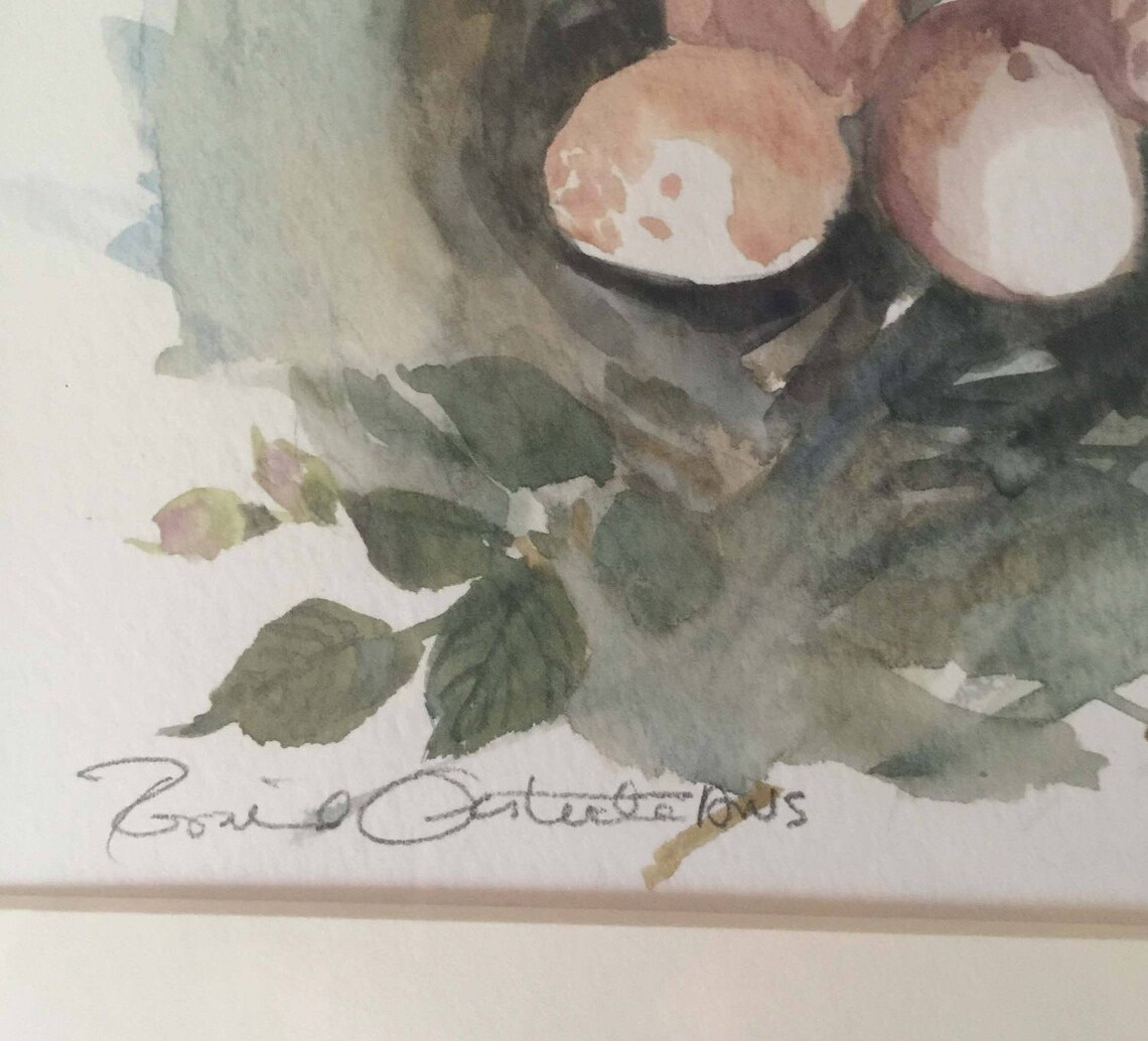 Vintage Original Watercolor Rosalind Oesterle Birds Nest Etsy