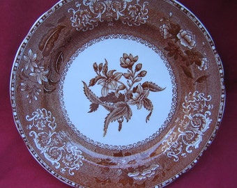 REDUCIDO, Brown Transfer Ware Plate, Spodes Camilla, Copeland Spode, Inglaterra, Regalo de boda, China de colección, Diseño de interiores, Casa de campo