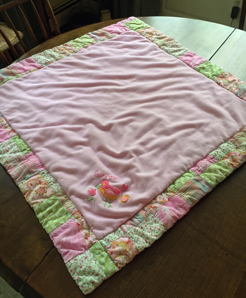 Baby Gap Baby Blanket Patchwork Edge Pink Print Fabric Baby Etsy