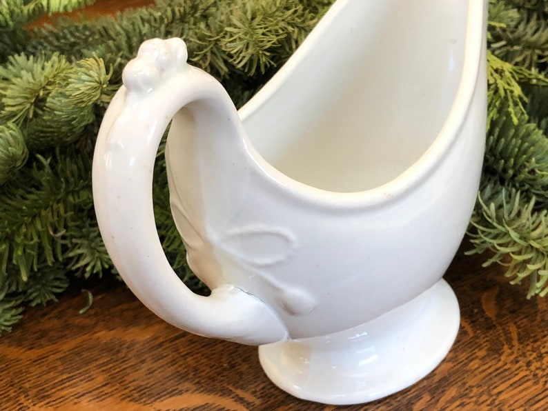 Antique White Ironstone Gravy Pitcher, Bow and Tassel Shape, Burgess Goddard, England, Wedding Gift, Farmhouse Decor, Kitchen Decor, shops Gift