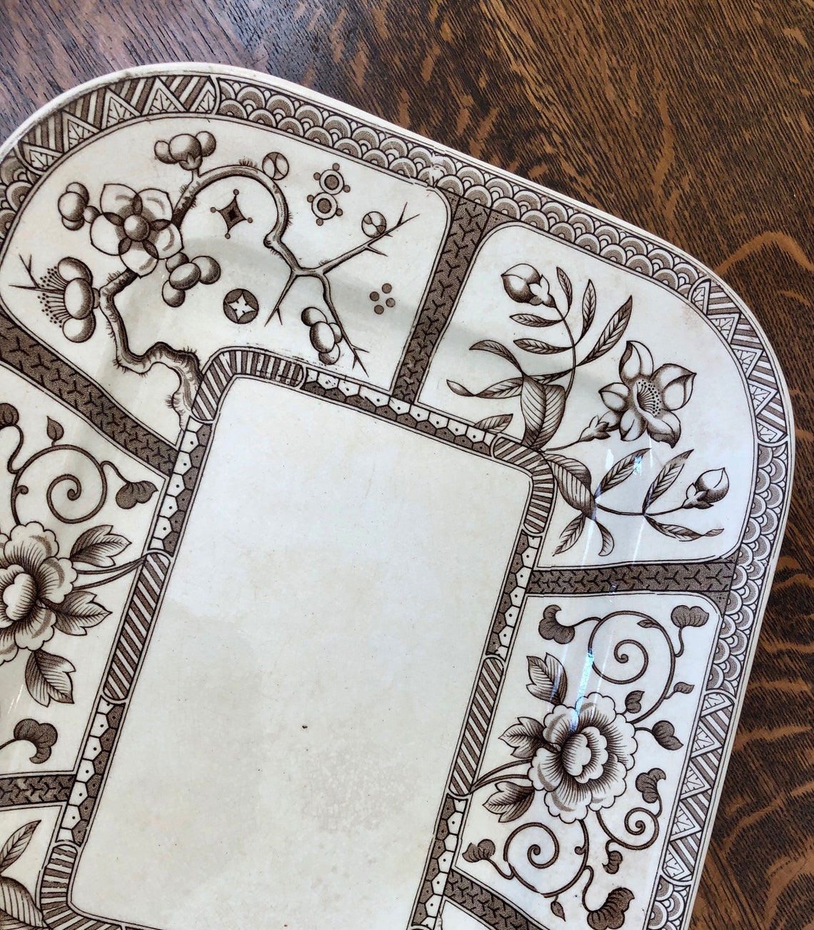 Antique Brown Transfer Ware Platter, Japan Pattern, G and W Late Mayers ...